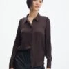 Satin Long Sleeve Shirt -GLASSONS CLOTHING r scotty satin button up shirt its soy cute front bl54783rsat