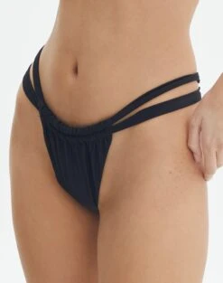 Strappy Ruched Bikini Bottom -GLASSONS CLOTHING r sloanne split ruched bikini brief black detail ga136181rpln