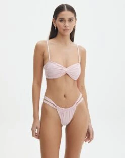 Strappy Ruched Bikini Bottom -GLASSONS CLOTHING r sloanne split ruched bikini brief fairy floss front ga136181rpln 1