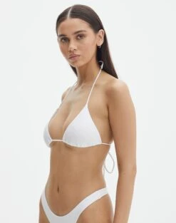 Triangle Padded Halter Bikini Top -GLASSONS CLOTHING r tropic padded tri bikini top white detail ga55358rpln