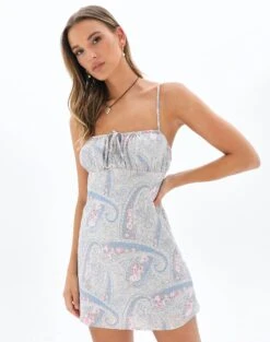 Floral Mesh Cupped Mini Dress 29 Floral Mesh Cupped Mini Dress -GLASSONS CLOTHING r wiley ruched mini dress paisley blues front ds74360rprt 3