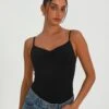 Supersoft Ruched Front Bodysuit -GLASSONS CLOTHING releve ruche front bodysuit black front tb104638pch