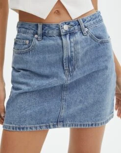 GLASSONS CLOTHING -GLASSONS CLOTHING remi high rise denim skirt riley vintage wash full ss145806rdnm