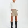 Belted High Waist Pleated Mini Skirt -GLASSONS CLOTHING riggs cargo pleated mini skirt on the rocks front ss92078ben 1