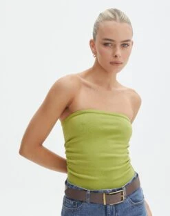 Strapless Ruched Knit Bandeau -GLASSONS CLOTHING riley rouched side boobtube wassa bae front kv85755vn