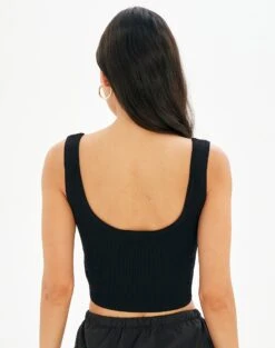 Sweetheart Ruched Cropped Tank -GLASSONS CLOTHING roddi ruched tank black back kv63199rib