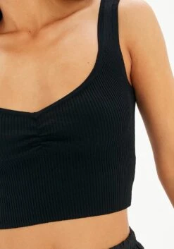 Sweetheart Ruched Cropped Tank -GLASSONS CLOTHING roddi ruched tank black imageback kv63199rib