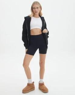 Muslin Cotton Shorts -GLASSONS CLOTHING ronan buttersoft short black front sw126210but 1