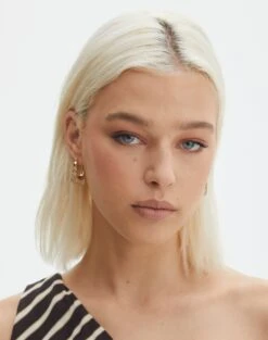 Square Buckle Belt -GLASSONS CLOTHING roxy rectangle hoops goldclear front je144647ear 2