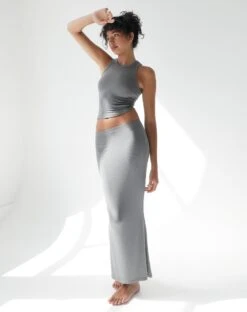 Luxe Lounge Modal Slim-Fit Maxi Skirt -GLASSONS CLOTHING ruby modal maxi skirt everythings pine front sl96661mod