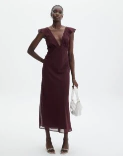 V Front Bias Cut Maxi Dress -GLASSONS CLOTHING rufus chiffon maxi dress cherry oh front dl92461peb