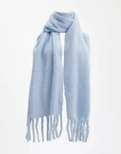 Faux Leather Strappy Heel -GLASSONS CLOTHING sabine oversized tassle scarf blue melody front sc108841knt 2