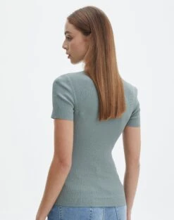 Knit Long Line T-Shirt 28 Knit Long Line T-Shirt -GLASSONS CLOTHING saphi short sleeve rib tee cypress back ks119955vn