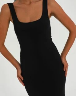 Supersoft Square Neck Slim Fit Maxi Dress -GLASSONS CLOTHING sedona square neck midi black imageback dl106733pln