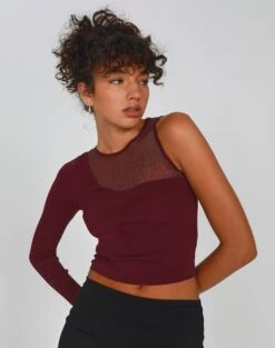 Double Tie Front Ribbed Knit Top 31 Double Tie Front Ribbed Knit Top -GLASSONS CLOTHING shae mesh mix one shoulder red chocolate front kl90238vn