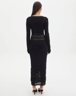 Panelled Knit Long Sleeve Maxi Dress -GLASSONS CLOTHING sinny longsleeve panelled maxi black back kd111216knt