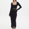 Panelled Knit Long Sleeve Maxi Dress
