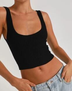 Scoop Neck Rib Tank 20 Scoop Neck Rib Tank -GLASSONS CLOTHING snape scoop crop black imageback kv92429rib