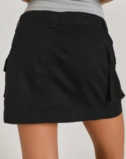 Zip Cargo Mini Skirt 24 Zip Cargo Mini Skirt -GLASSONS CLOTHING stella cargo skirt black back ss86240pln