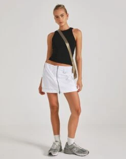 Zip Cargo Mini Skirt 27 Zip Cargo Mini Skirt -GLASSONS CLOTHING stella cargo skirt white front ss86240pln