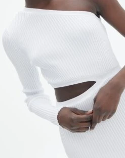 One Shoulder Long Sleeve Maxi Dress -GLASSONS CLOTHING stella one sleeve white imageback kd129008vn