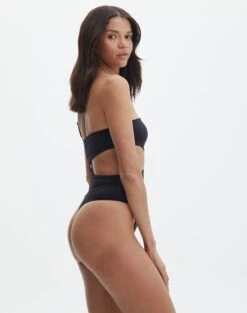 Supersoft One Shoulder Side Cut Out Bodysuit -GLASSONS CLOTHING sully peachy bodysuit black detail tb95431pch