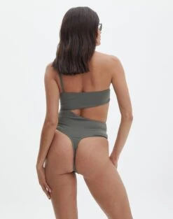 Supersoft One Shoulder Side Cut Out Bodysuit -GLASSONS CLOTHING sully peachy bodysuit cypress back tb95431pch