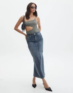 Supersoft One Shoulder Side Cut Out Bodysuit -GLASSONS CLOTHING sully peachy bodysuit cypress full tb95431pch