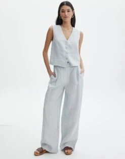 Linen Tailored Vest -GLASSONS CLOTHING t co harley tailored linen pant icecapmilk front pw120209tcd 1