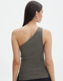 One Shoulder Split Side Knit Top -GLASSONS CLOTHING t co mango one shoulder knit cypress back kv55101tknt