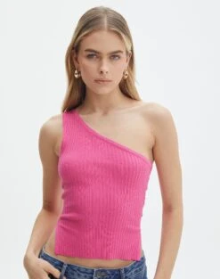 One Shoulder Split Side Knit Top -GLASSONS CLOTHING t co mango one shoulder knit lets go party front kv55101tknt