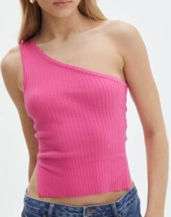 One Shoulder Split Side Knit Top -GLASSONS CLOTHING t co mango one shoulder knit lets go party imageback kv55101tknt