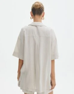 Short Sleeve Linen Blend Shirt 14 Short Sleeve Linen Blend Shirt -GLASSONS CLOTHING t dizzy slit oversized shirt head in the sandmilk back bs118684tcd