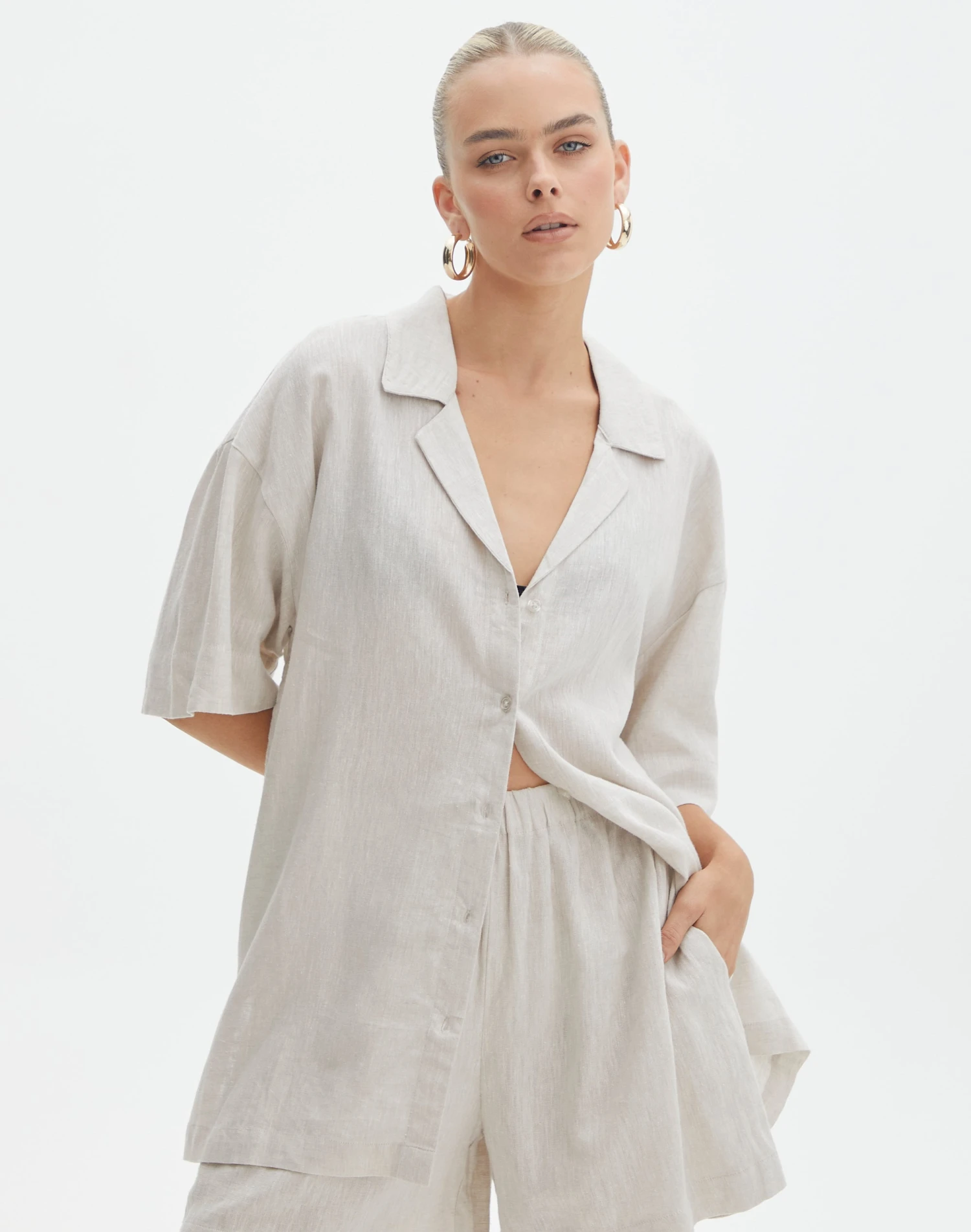 Short Sleeve Linen Blend Shirt 3 Short Sleeve Linen Blend Shirt