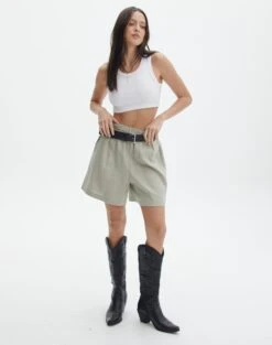 Knit Off The Shoulder Crop Top -GLASSONS CLOTHING t kez longline linen short sea mist front sw118936tlv