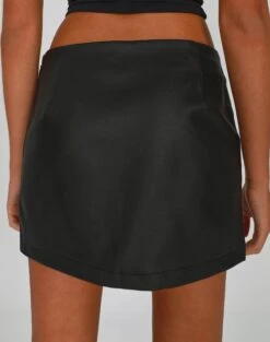 Faux Leather Zip Mini Skirt -GLASSONS CLOTHING tara pu mini skirt black back ss106548pu