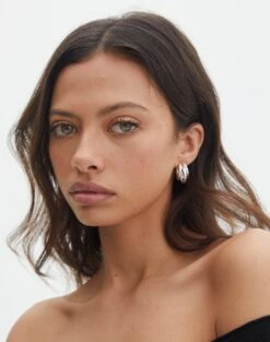 Oversized Cord Long Sleeve Shirt -GLASSONS CLOTHING taurus triple hoop earrings silver front je109042ear