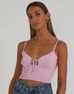 Twist Front Rib Knit Crop Top -GLASSONS CLOTHING tommo tie knit top perfect pink front kv76324rib