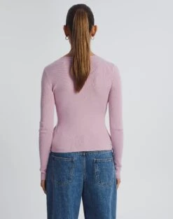 Twist Split Front Long Sleeve Knit -GLASSONS CLOTHING travi twist front longsleeve shrinking violet back kl63496knt