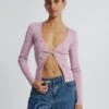 Twist Split Front Long Sleeve Knit -GLASSONS CLOTHING travi twist front longsleeve shrinking violet front kl63496knt 2