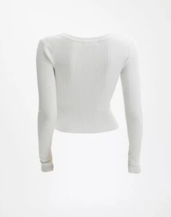 Ribbed V Neck Long Sleeve Knit 25 Ribbed V Neck Long Sleeve Knit -GLASSONS CLOTHING vance v neck milk back kl79068vn