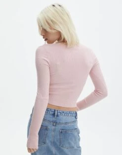 Ribbed V Neck Long Sleeve Knit 35 Ribbed V Neck Long Sleeve Knit -GLASSONS CLOTHING vance v neck rose and thorne back kl79068vn