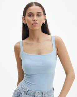 Supersoft Square Neck Bodysuit 34 Supersoft Square Neck Bodysuit -GLASSONS CLOTHING veronika square neck bodysuit blue bubble front tb54146pln