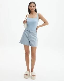 Supersoft Square Neck Bodysuit 35 Supersoft Square Neck Bodysuit -GLASSONS CLOTHING veronika square neck bodysuit blue bubble full tb54146pln