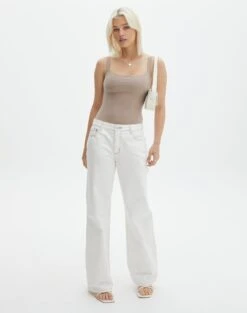 Supersoft Square Neck Bodysuit 41 Supersoft Square Neck Bodysuit -GLASSONS CLOTHING veronika square neck bodysuit dusty mink full tb54146pln