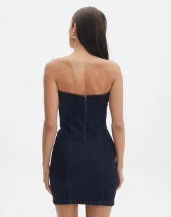 Strapless Denim Offcut Mini Dress 13 Strapless Denim Offcut Mini Dress -GLASSONS CLOTHING vn offcut denim strapless mini dress last rodeo indigo back ds55384vin