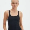 Cotton Racer Tank -GLASSONS CLOTHING yasmin racer tank black front tv120874orib