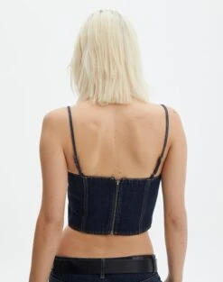 Denim Corset Top -GLASSONS CLOTHING yolanda denim corset top last rodeo indigo back bv126939rdnm
