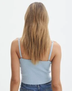 Knit V Neck Tank Top -GLASSONS CLOTHING yves v neck tank blue bubble back kv125600vn