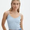 Knit V Neck Tank Top -GLASSONS CLOTHING yves v neck tank blue bubble front kv125600vn 1